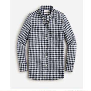 J CREW Women's Classic Cotton Button Down Shirt Gingham Navy White Size 18 NWOT